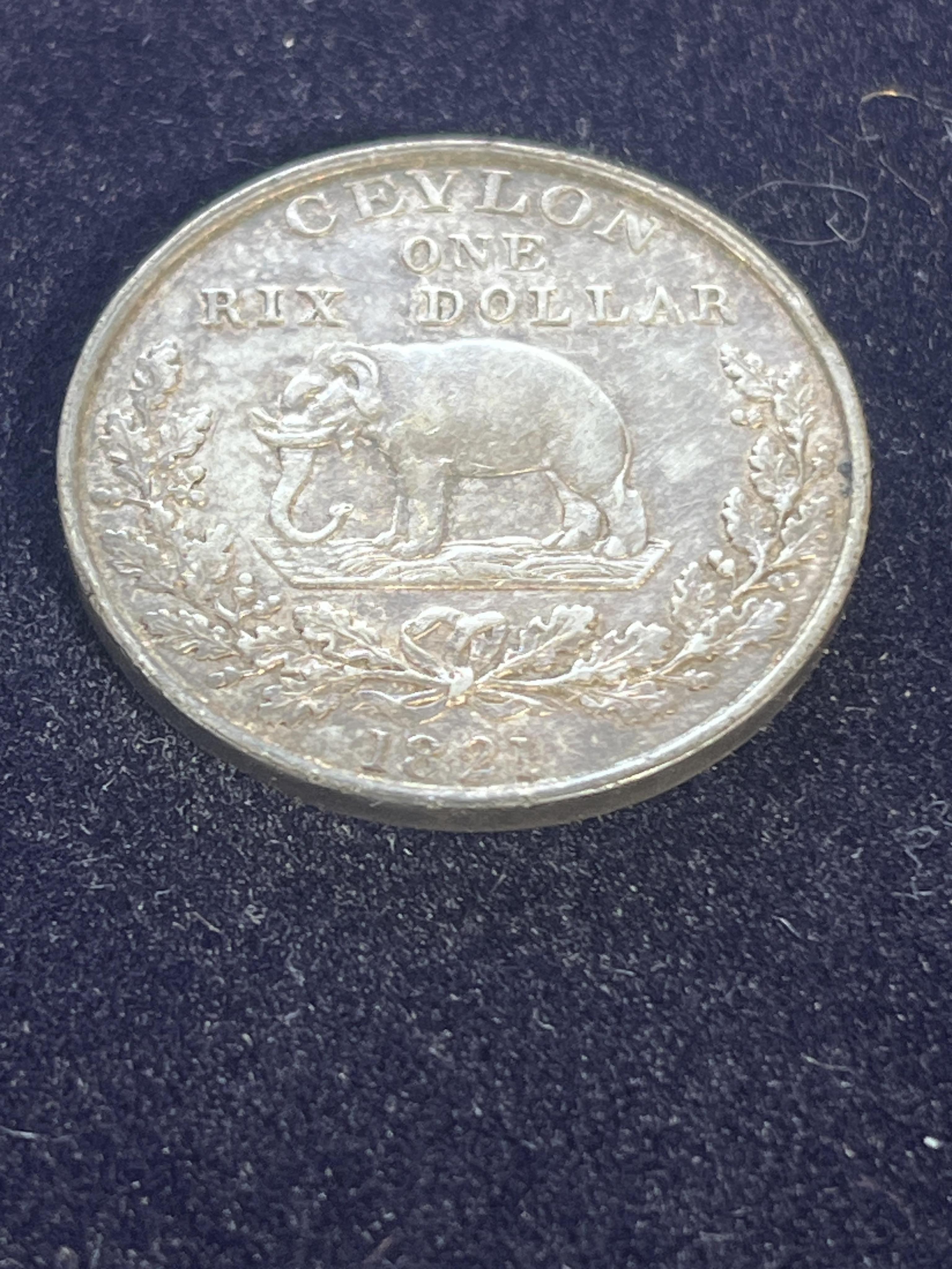 British Ceylon coins, George III to George VI, and Republic of Ceylon, an album, highlights include One Rix dollar 1821, about EF, 48th rupee 1802, two Stivers 1815, dark patina, about VF, 192nd rupee 1802, 96th rupee 18